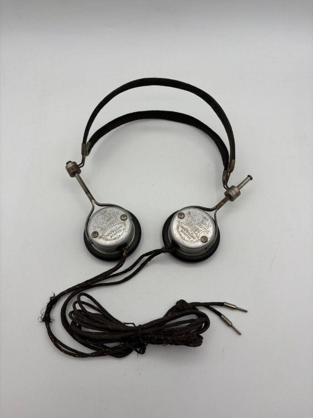 Antique 1920s Tower's Super-Sensitive Navy Type Headphones Tower Mfg Boston